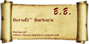 Borsó Barbara névjegykártya